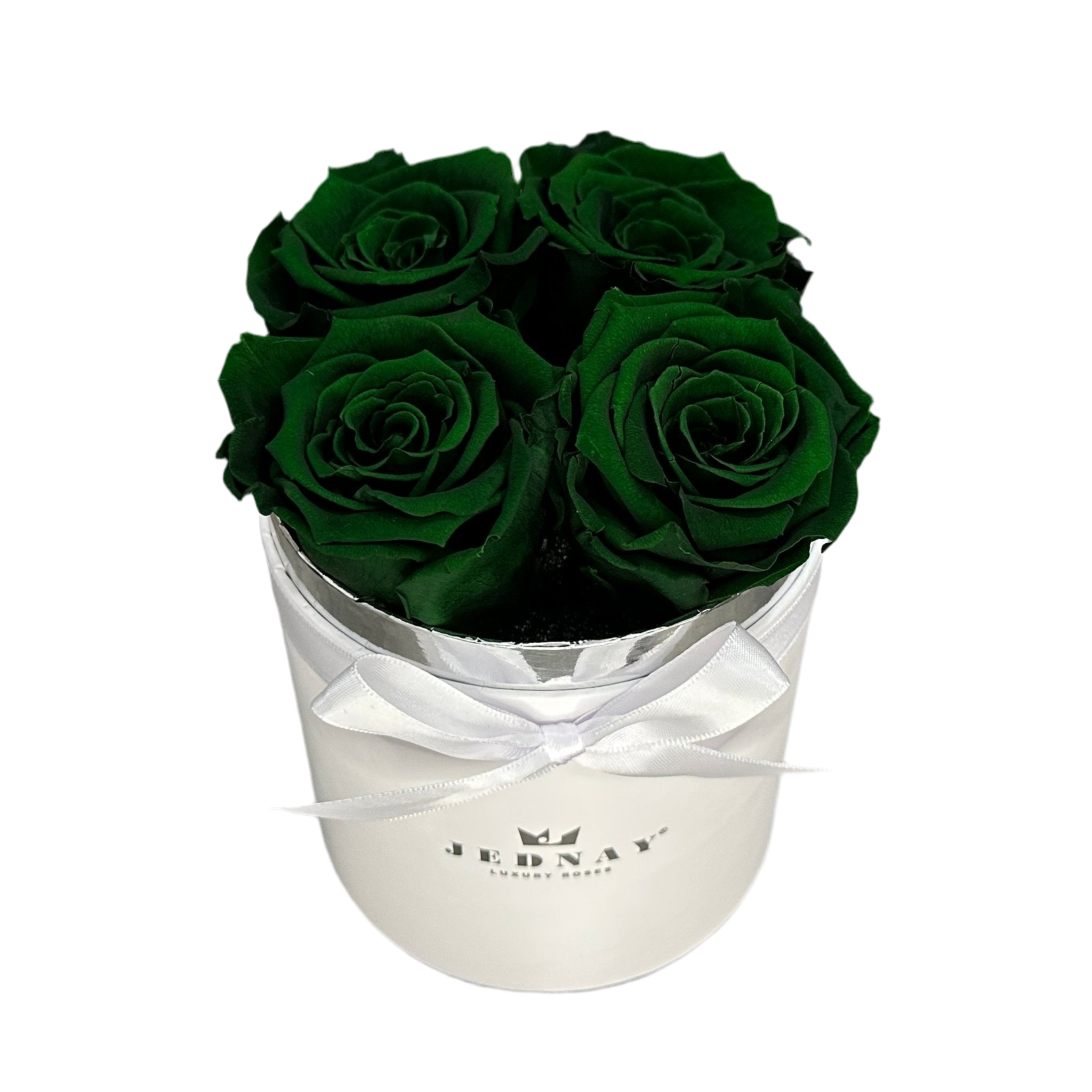 THE FOUR | DEEP FOREST GREEN ETERNAL ROSES | WHITE BOX