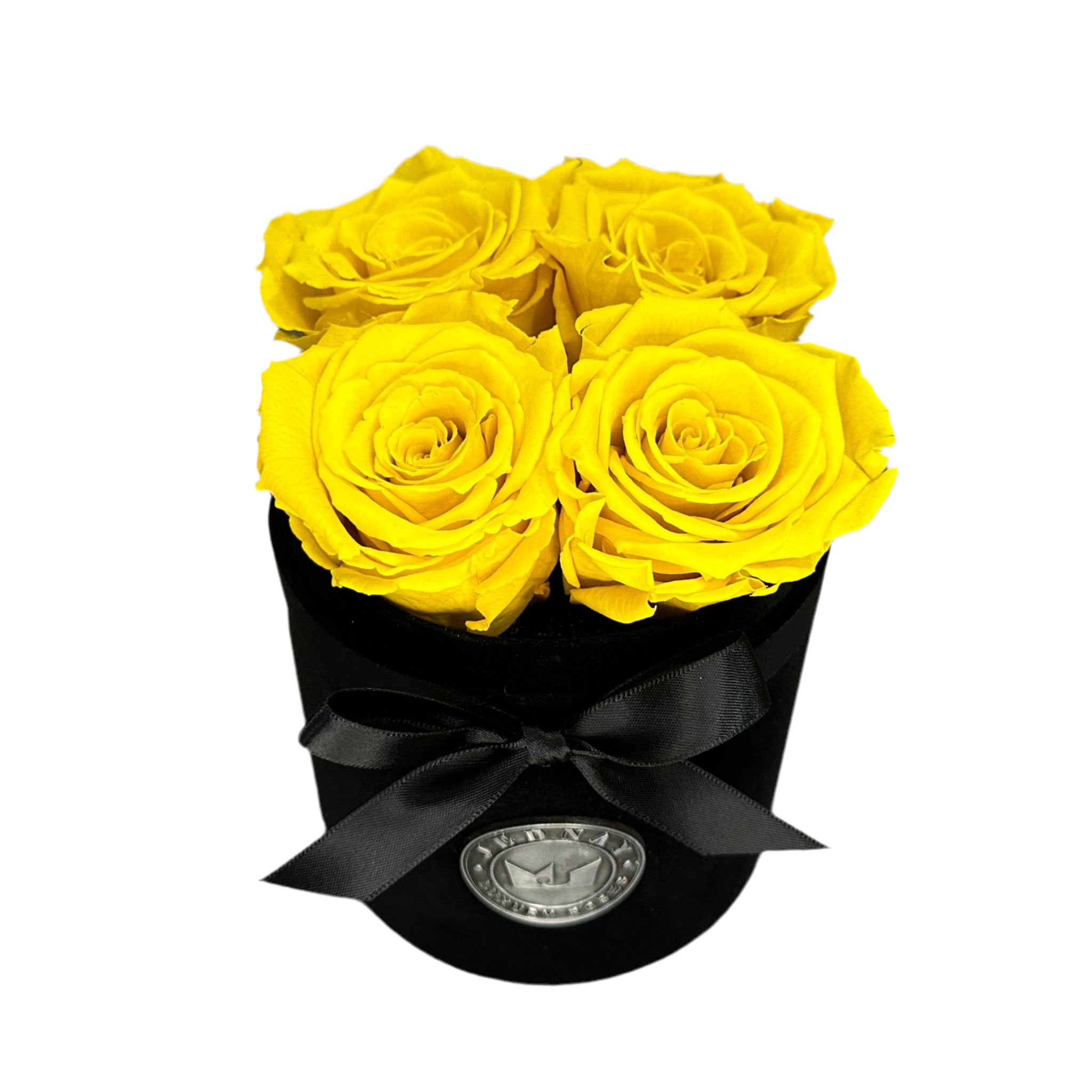 THE FOUR | SUNSHINE YELLOW ETERNAL ROSES | BLACK SUEDE BOX