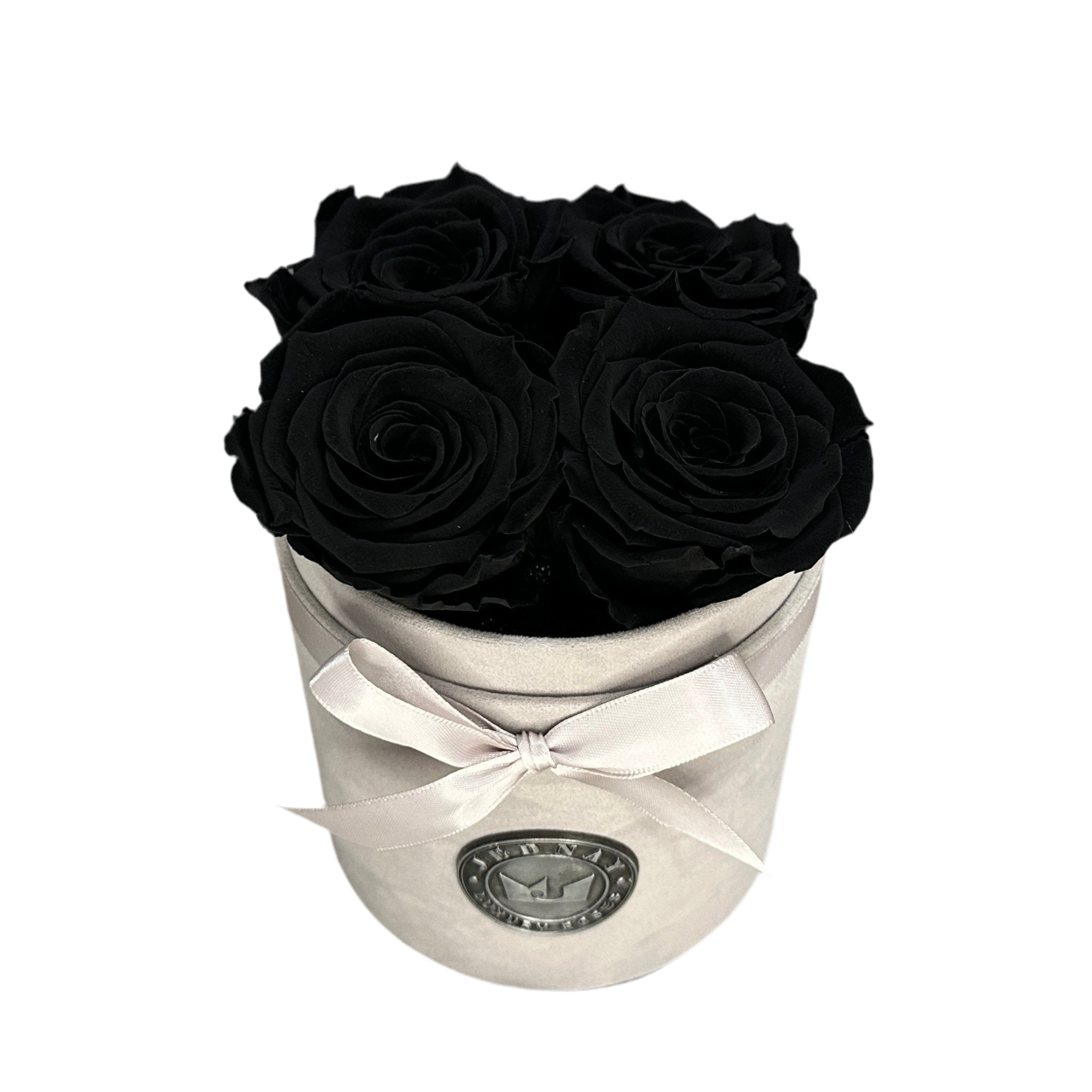 THE FOUR | MIDNIGHT BLACK ETERNAL ROSES | GREY SUEDE BOX