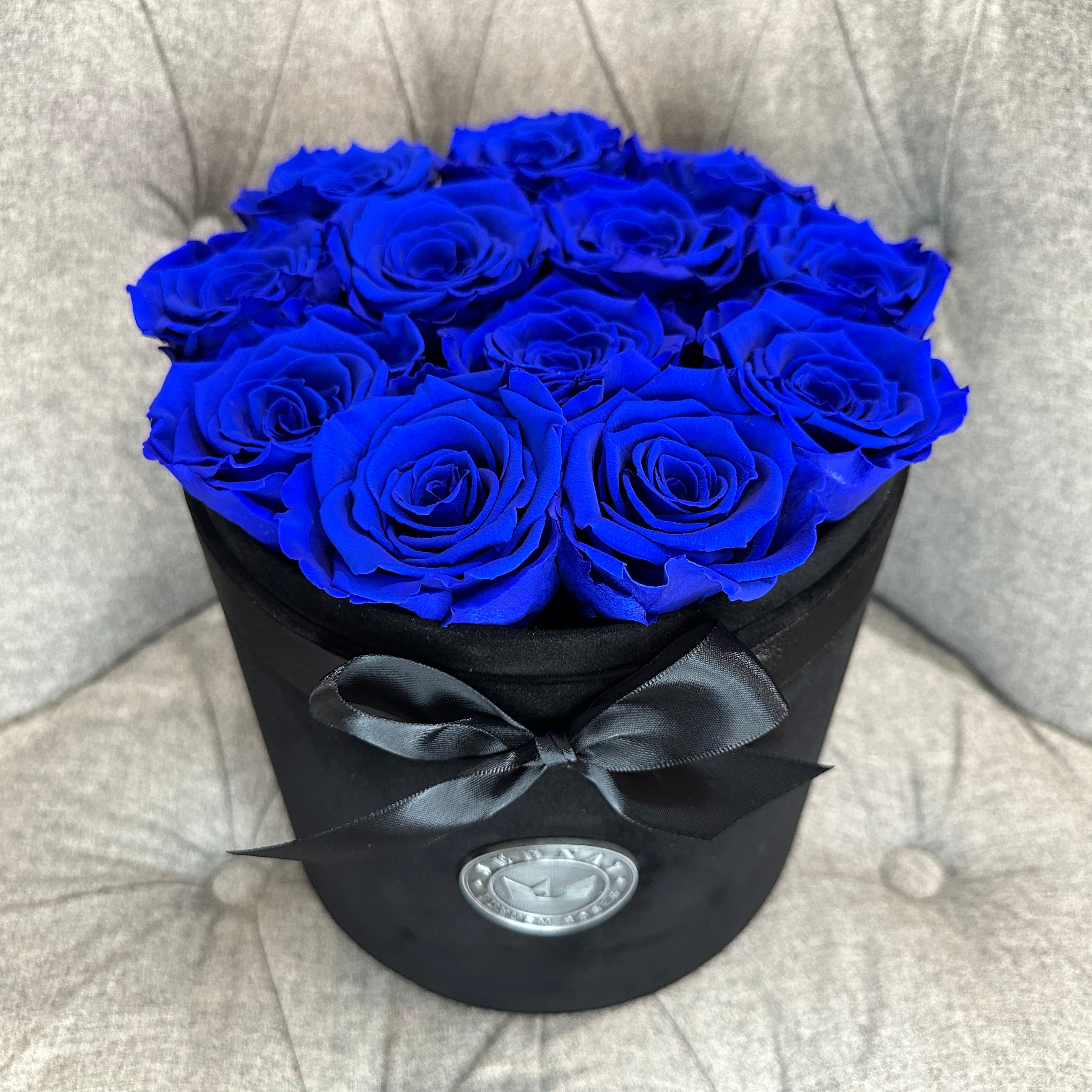 THE GRANDE | DEEP BLUE SEA ETERNAL ROSES | BLACK SUEDE BOX