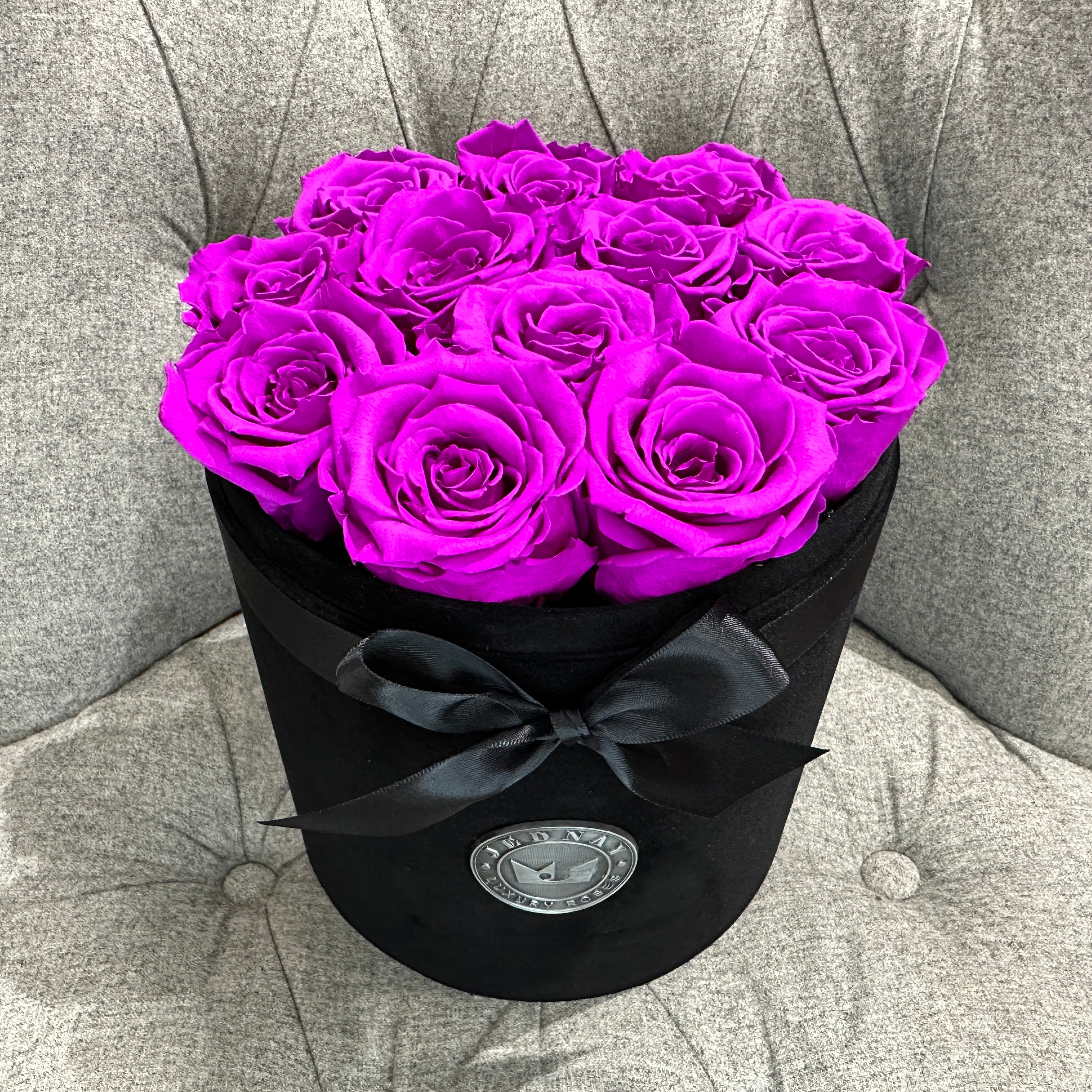 THE GRANDE | PURPLE RAIN ETERNAL ROSES | BLACK SUEDE BOX