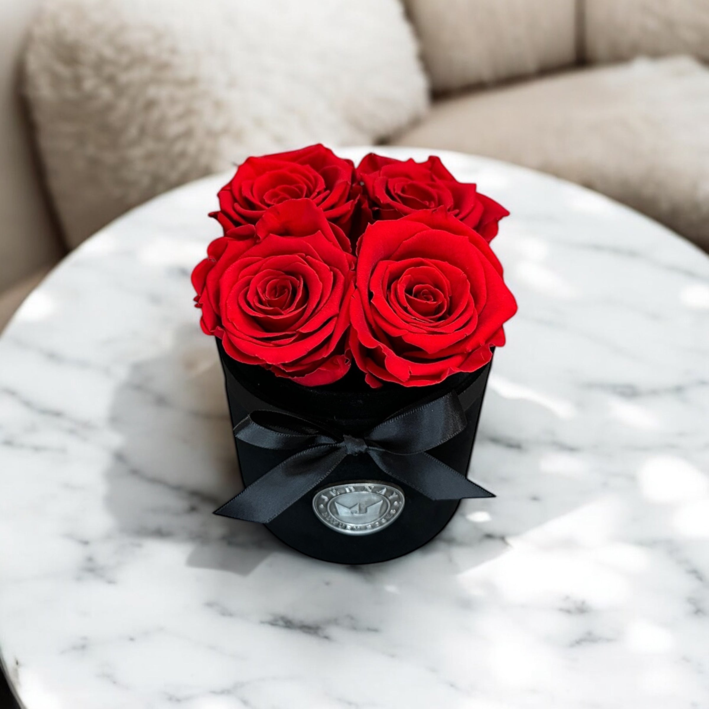 THE FOUR | CLASSIC RED ETERNAL ROSES | BLACK SUEDE BOX