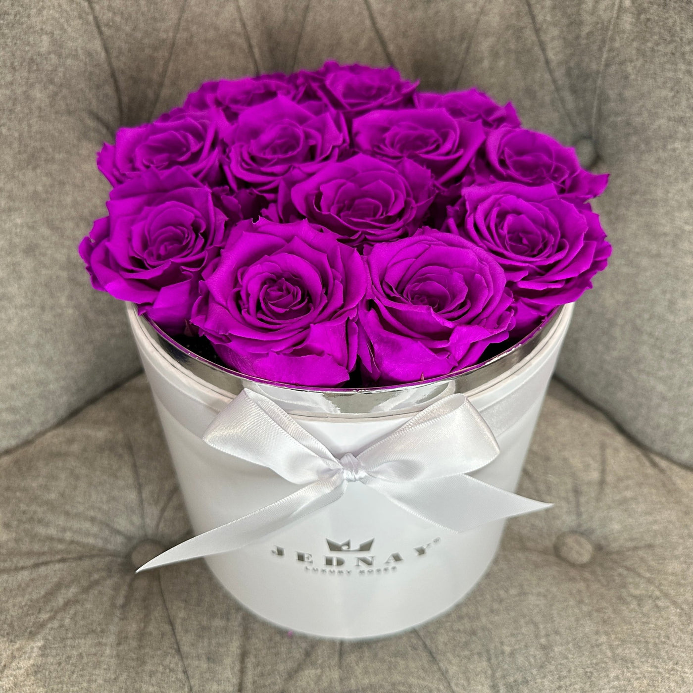 Large Classic White Forever Rose Box - Purple Rain Eternal Roses