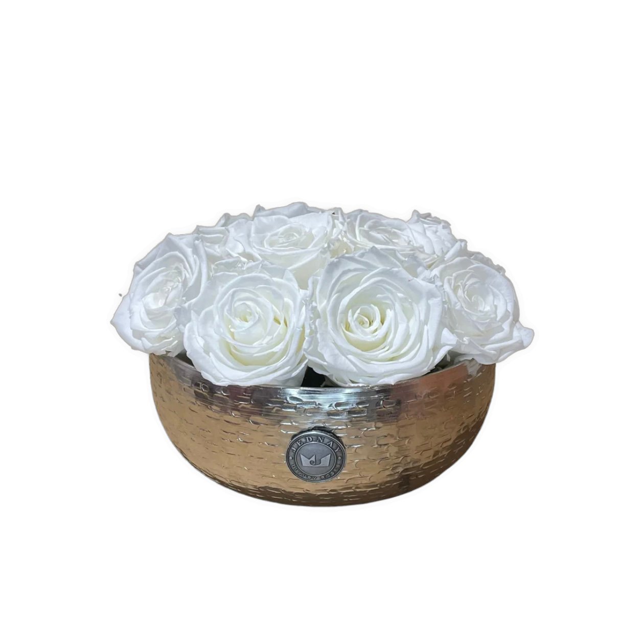 The Knightsbridge - Angel White Forever Roses - Chrome Bowl - Jednay Roses