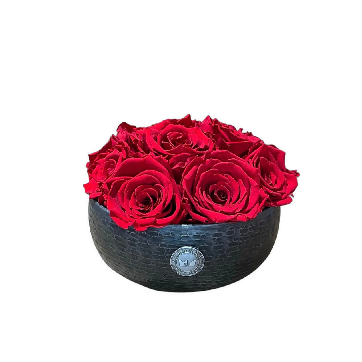 The Knightsbridge - Classic Red Forever Roses - Pewter Bowl - Jednay Roses