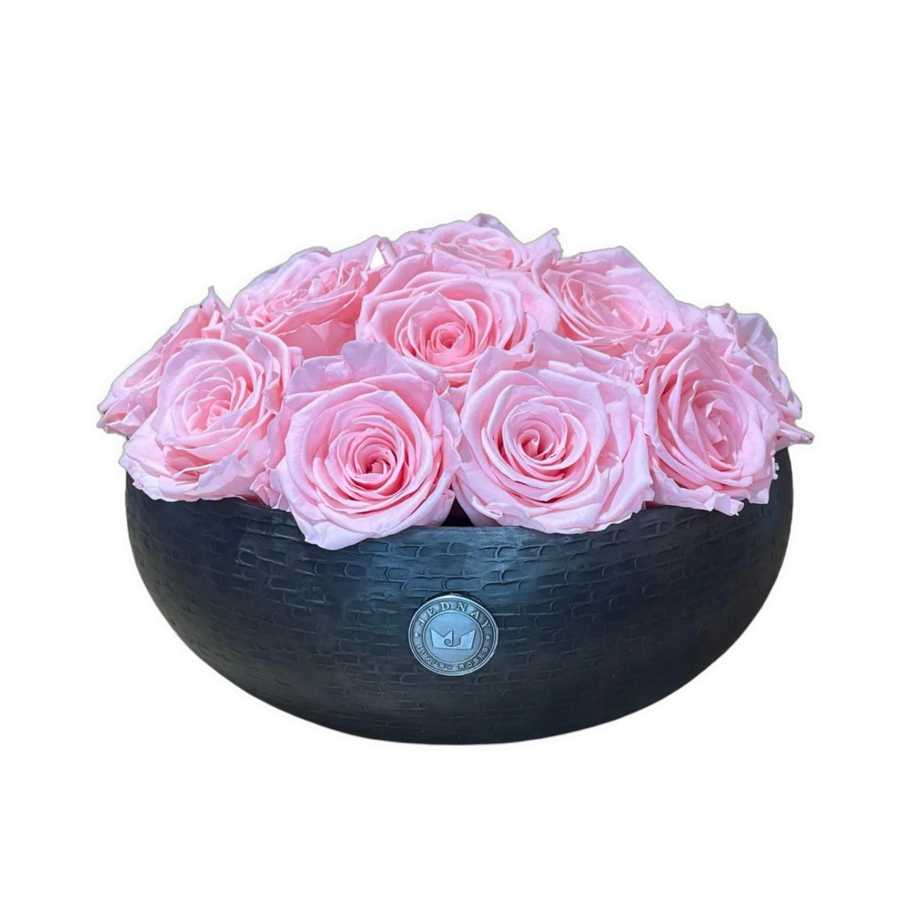 The Knightsbridge - Soft Pink Forever Roses - Pewter Bowl - Jednay Roses